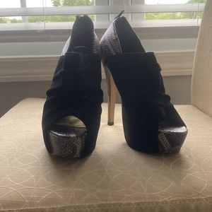 Snake skin and black suede